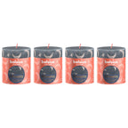 Set of 4 pillar candles - Height 8 cm - Diameter 6.8 cm - Rustic print - Slate blue - Moon