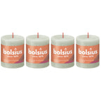 4er-Set Stumpenkerze - Höhe 8 cm - Durchmesser 6,8 cm - Rustik - Nebliges Grün