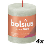 4er-Set Stumpenkerze - Höhe 8 cm - Durchmesser 6,8 cm - Rustik - Nebliges Grün