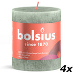 4er-Set Stumpenkerze - Höhe 8 cm - Durchmesser 6,8 cm - Rustik - Jade Grün