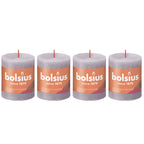 Set of 4 pillar candles - Height 8 cm - Diameter 6.8 cm - Rustic - Frozen Lavender
