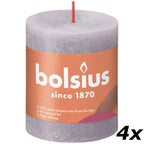 4er-Set Stumpenkerze - Höhe 8 cm - Durchmesser 6,8 cm - Rustik - Gefrorener Lavendel