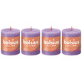 Set of 4 pillar candles - Height 8 cm - Diameter 6.8 cm - Rustic - Flowering Violet
