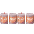 Set of 4 pillar candles - Height 8 cm - Diameter 6.8 cm - Rustic - Ash Rose