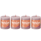 Set of 4 pillar candles - Height 8 cm - Diameter 6.8 cm - Rustic - Ash Rose
