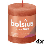 4er-Set Stumpenkerze - Höhe 8 cm - Durchmesser 6,8 cm - Rustik - Herbstliches Orange