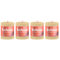 Lot de 4 bougies piliers - Hauteur 8 cm - Diamètre 6,8 cm - Style rustique - Beige avoine