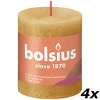 4er-Set Stumpenkerze - Höhe 8 cm - Durchmesser 6,8 cm - Rustik - Honigwabengelb