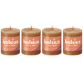 Lot de 4 bougies piliers - Hauteur 8 cm - Diamètre 6,8 cm - Style rustique - Brun épicé