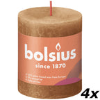 Lot de 4 bougies piliers - Hauteur 8 cm - Diamètre 6,8 cm - Style rustique - Brun épicé