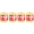 Set of 4 pillar candles - Height 8 cm - Diameter 6.8 cm - Rustic - Soft yellow