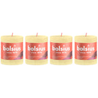 Set of 4 pillar candles - Height 8 cm - Diameter 6.8 cm - Rustic - Soft yellow