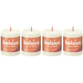 Lot de 4 bougies piliers - Hauteur 8 cm - Diamètre 6,8 cm - Style rustique - Couleur perle douce