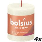 Lot de 4 bougies piliers - Hauteur 8 cm - Diamètre 6,8 cm - Style rustique - Couleur perle douce
