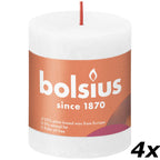 4er-Set Stumpenkerze - Höhe 8 cm - Durchmesser 6,8 cm - Rustik - Wolkiges Weiß