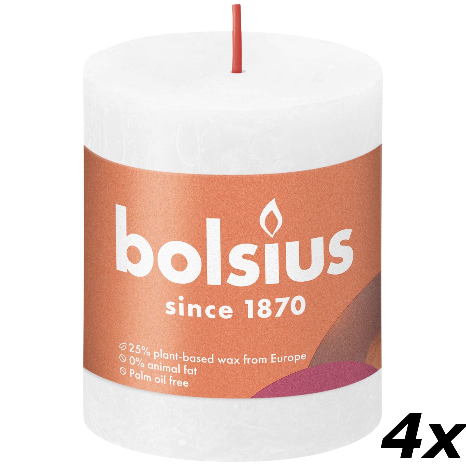 4er-Set Stumpenkerze - Höhe 8 cm - Durchmesser 6,8 cm - Rustik - Wolkiges Weiß