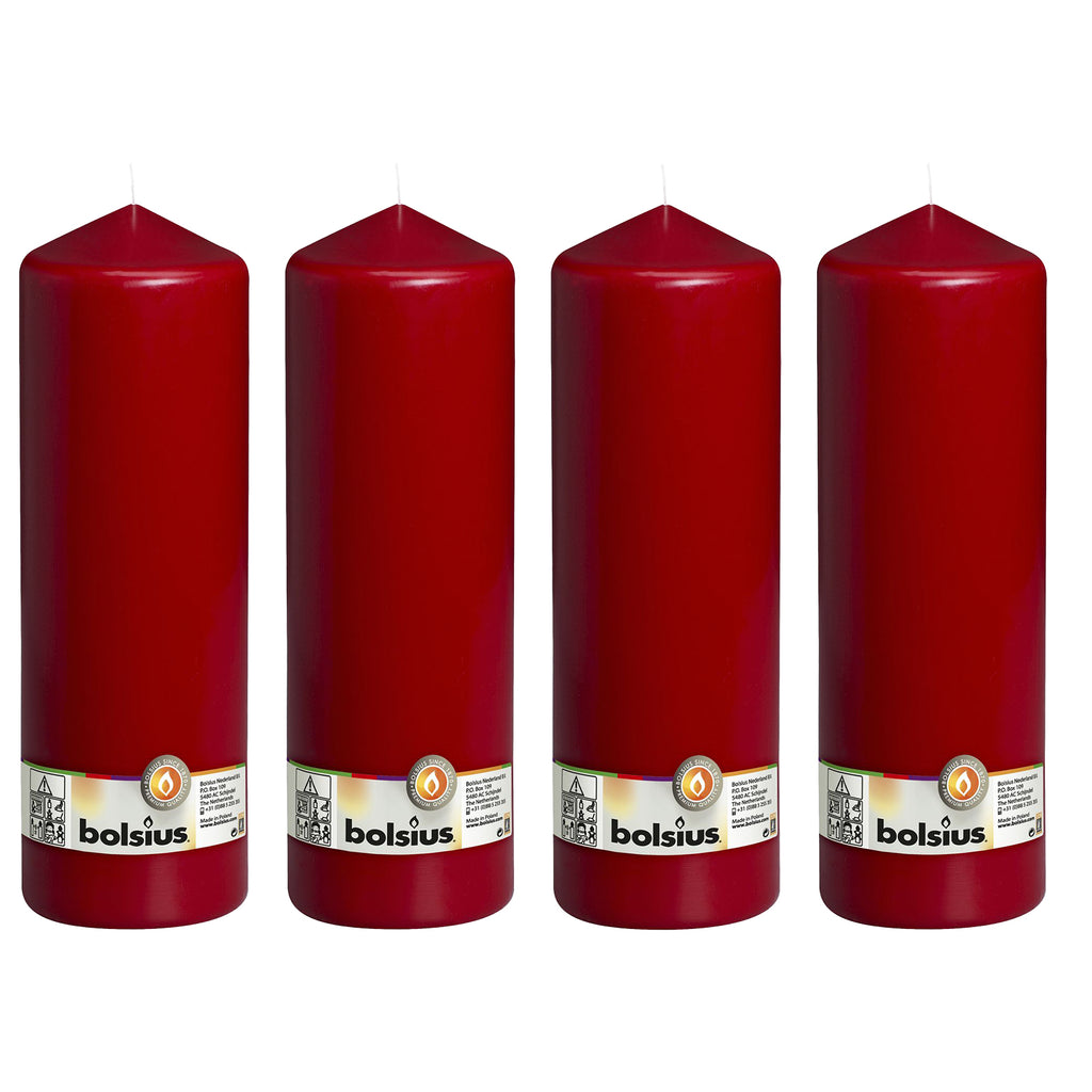 Set of 4 pillar candles - Height 30 cm - Diameter 9.8 cm - Antique red