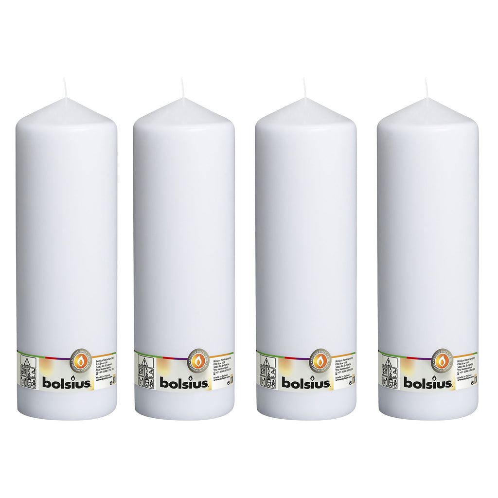 4er-Set Stumpenkerze - Höhe 30 cm - Durchmesser 9,8 cm - Weiß