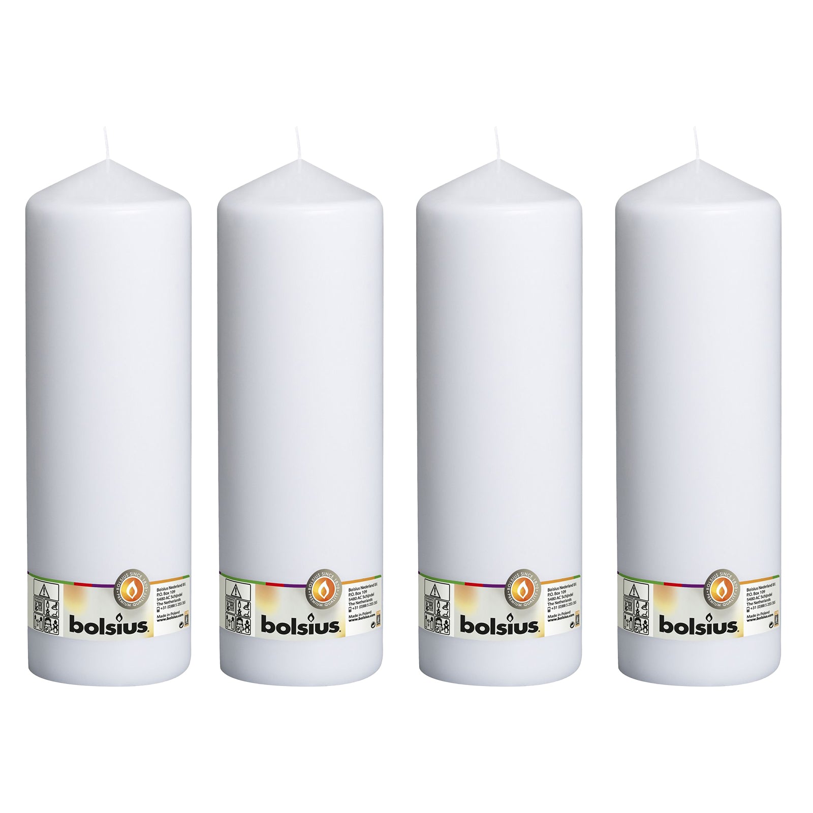 4er-Set Stumpenkerze - Höhe 30 cm - Durchmesser 9,8 cm - Weiß