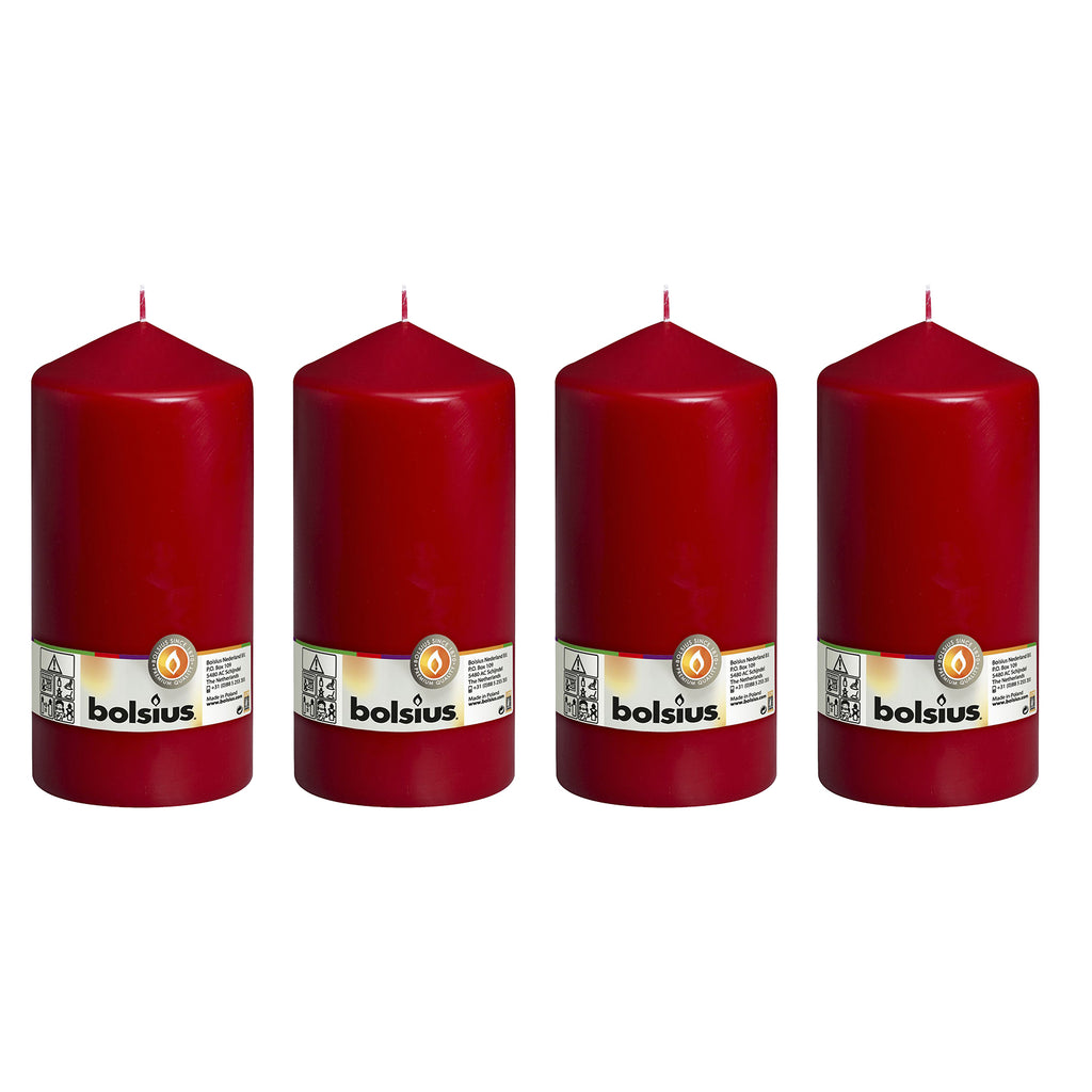 Set of 4 pillar candles - Height 20 cm - Diameter 9.8 cm - Antique red