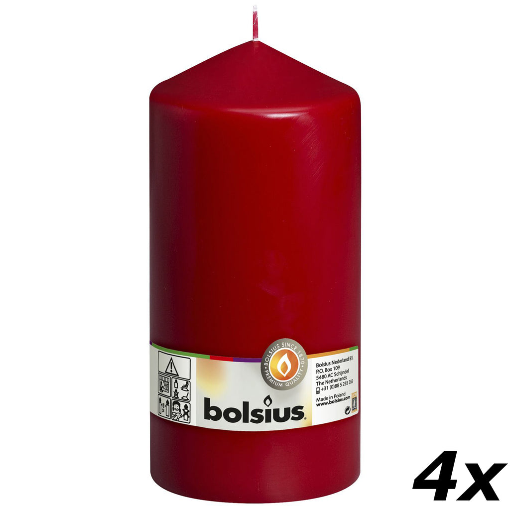 Set of 4 pillar candles - Height 20 cm - Diameter 9.8 cm - Antique red