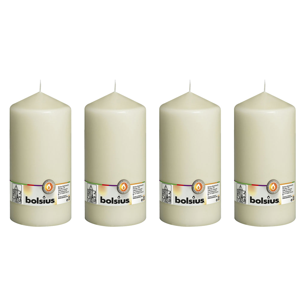 Set of 4 pillar candles - Height 20 cm - Diameter 9.8 cm - Ivory