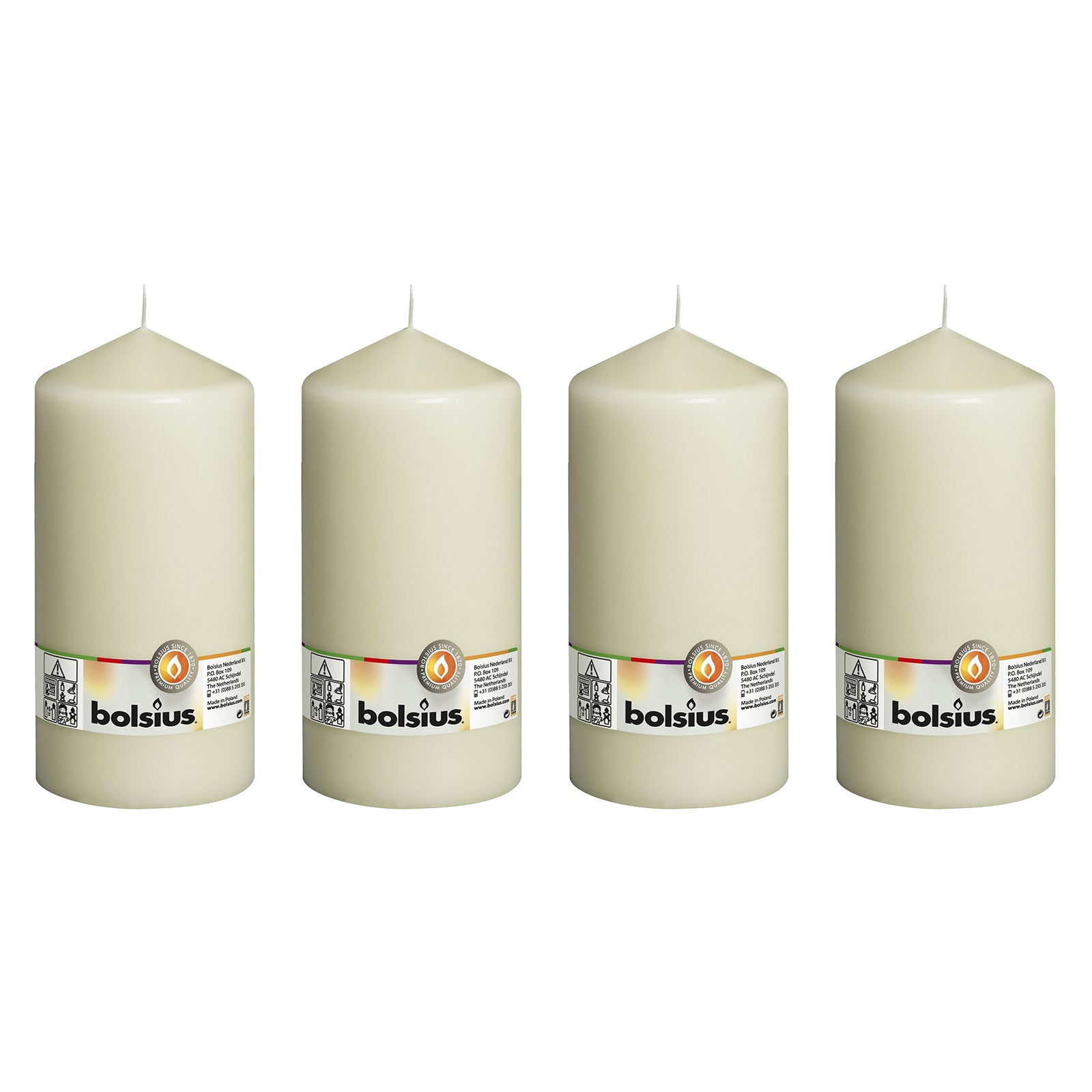 Set of 4 pillar candles - Height 20 cm - Diameter 9.8 cm - Ivory