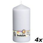 4er-Set Stumpenkerze - Höhe 20 cm - Durchmesser 9,8 cm - Weiß
