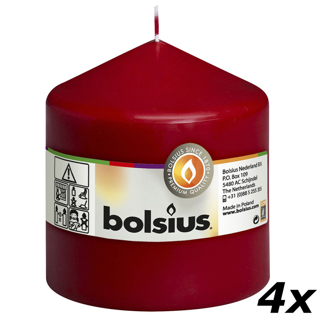 4er-Set Stumpenkerze - Höhe 10 cm - Durchmesser 9,8 cm - Altrot