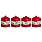 Lot de 4 bougies piliers - Hauteur 10 cm - Diamètre 9,8 cm - Rouge