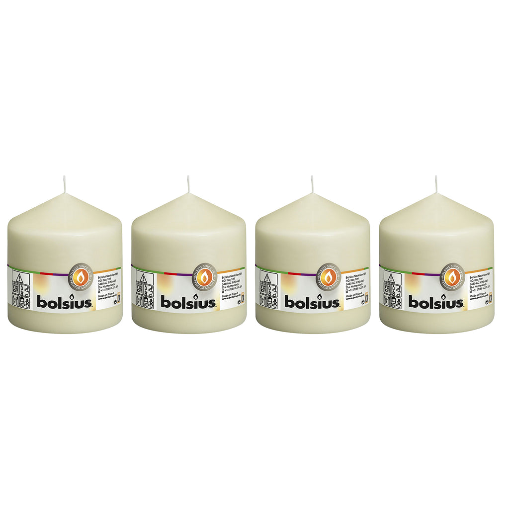 Set of 4 pillar candles - Height 10 cm - Diameter 9.8 cm - Ivory