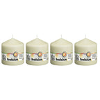 Set of 4 pillar candles - Height 10 cm - Diameter 9.8 cm - Ivory