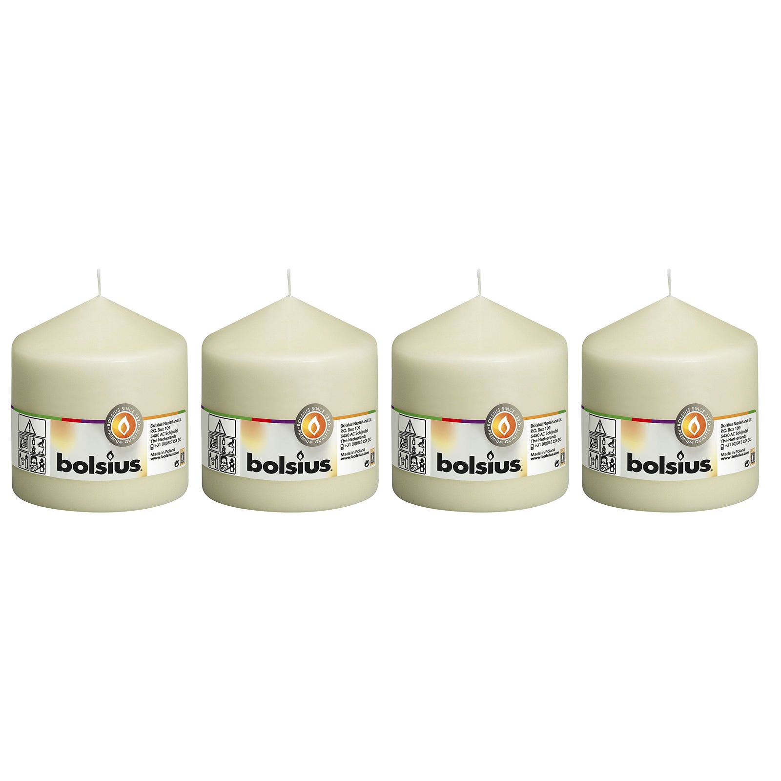 Set of 4 pillar candles - Height 10 cm - Diameter 9.8 cm - Ivory