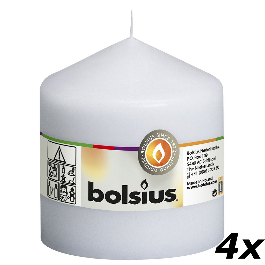 4er-Set Stumpenkerze - Höhe 10 cm - Durchmesser 9,8 cm Weiß