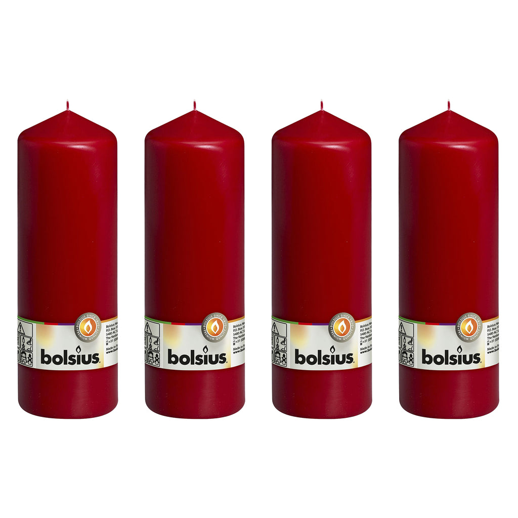 4er-Set Stumpenkerze - Höhe 20 cm - Durchmesser 6,8 cm - Altrot