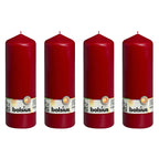 4er-Set Stumpenkerze - Höhe 20 cm - Durchmesser 6,8 cm - Altrot