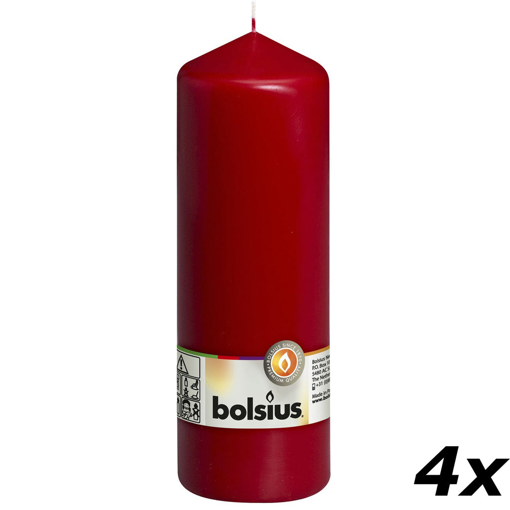 4er-Set Stumpenkerze - Höhe 20 cm - Durchmesser 6,8 cm - Altrot