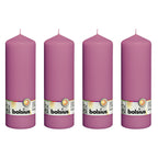4er-Set Stumpenkerze - Höhe 20 cm - Durchmesser 6,8 cm - Fuchsia