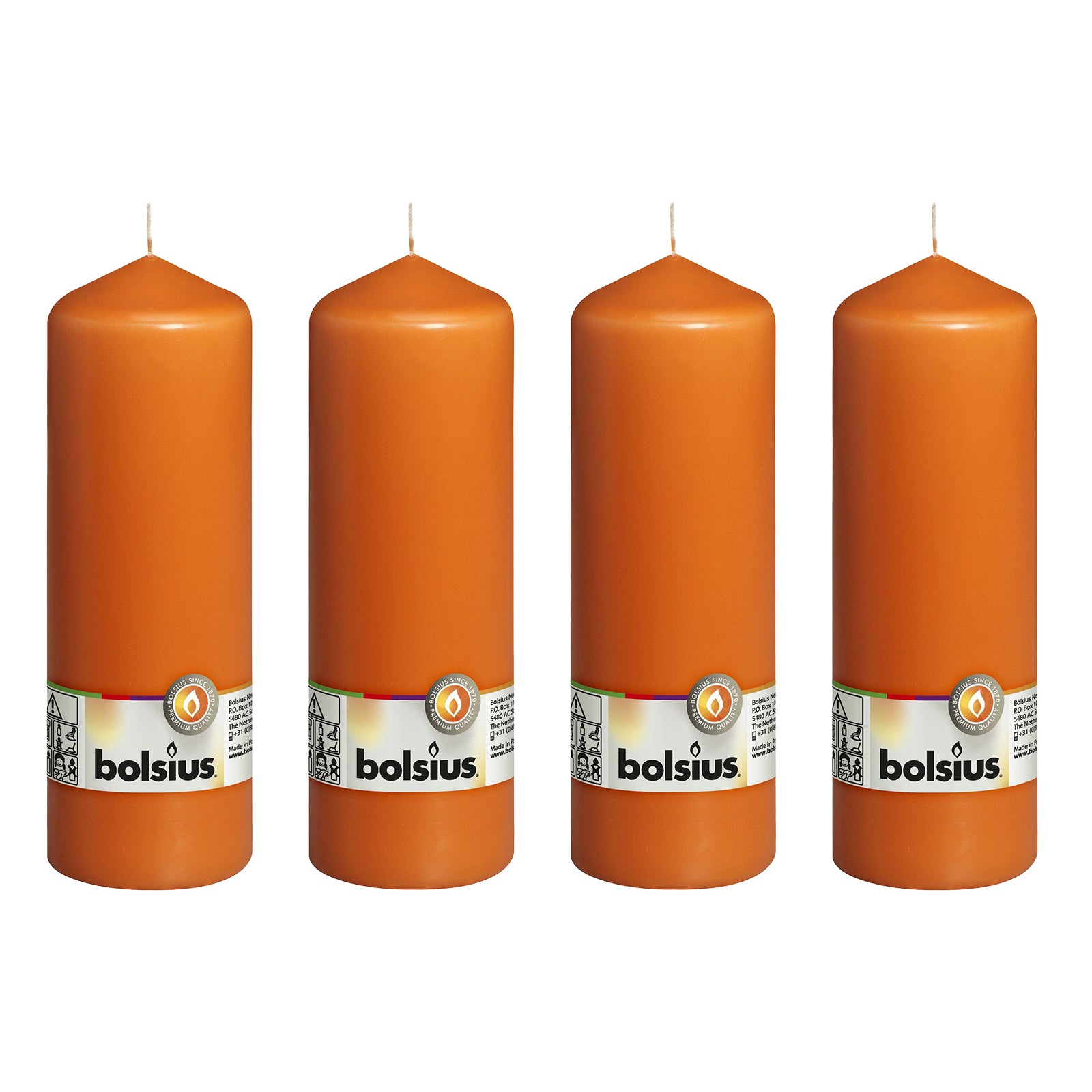 Set of 4 pillar candles - Height 20 cm - Diameter 6.8 cm - Mango