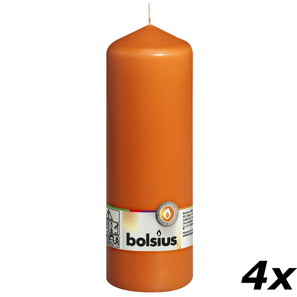 4er-Set Stumpenkerze - Höhe 20 cm - Durchmesser 6,8 cm - Mango