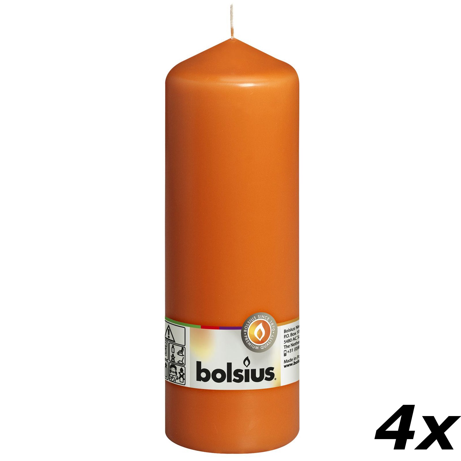 4er-Set Stumpenkerze - Höhe 20 cm - Durchmesser 6,8 cm - Mango