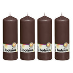 4er-Set Stumpenkerze - Höhe 20 cm - Durchmesser 6,8 cm - Kastanienbraun