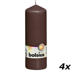 4er-Set Stumpenkerze - Höhe 20 cm - Durchmesser 6,8 cm - Kastanienbraun
