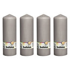 4er-Set Stumpenkerze - Höhe 20 cm - Durchmesser 6,8 cm - Warmes Grau