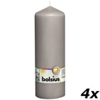 4er-Set Stumpenkerze - Höhe 20 cm - Durchmesser 6,8 cm - Warmes Grau