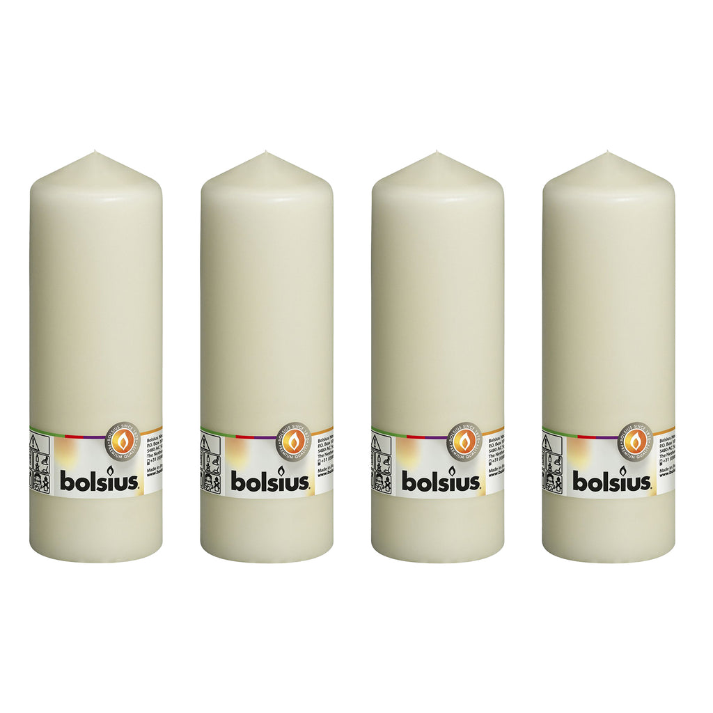 Set of 4 pillar candles - Height 20 cm - Diameter 6.8 cm - Ivory