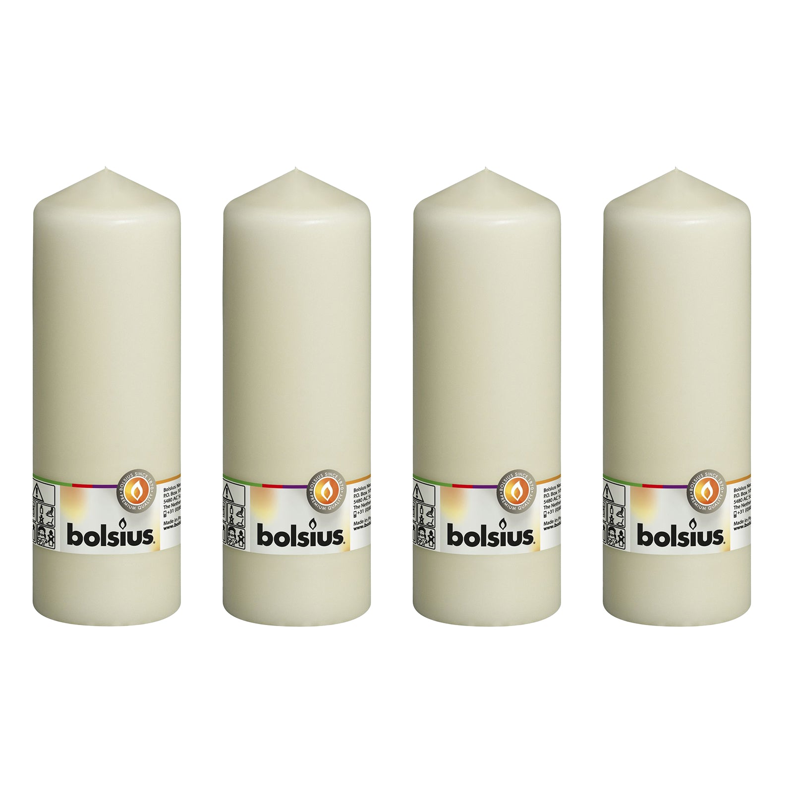 Set of 4 pillar candles - Height 20 cm - Diameter 6.8 cm - Ivory