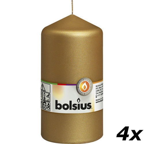 Set of 4 pillar candles - Height 13 cm - Diameter 6.8 cm - Gold