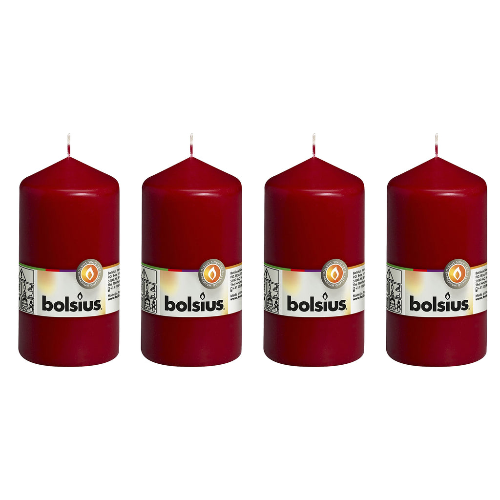 Set of 4 pillar candles - Height 13 cm - Diameter 6.8 cm - Antique red