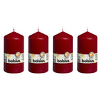 Set of 4 pillar candles - Height 13 cm - Diameter 6.8 cm - Antique red